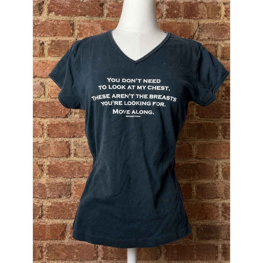 Y2K VTG Black Star Wars Parody Graphic Funny Sarcastic Novelty 2000s Baby Tee XL